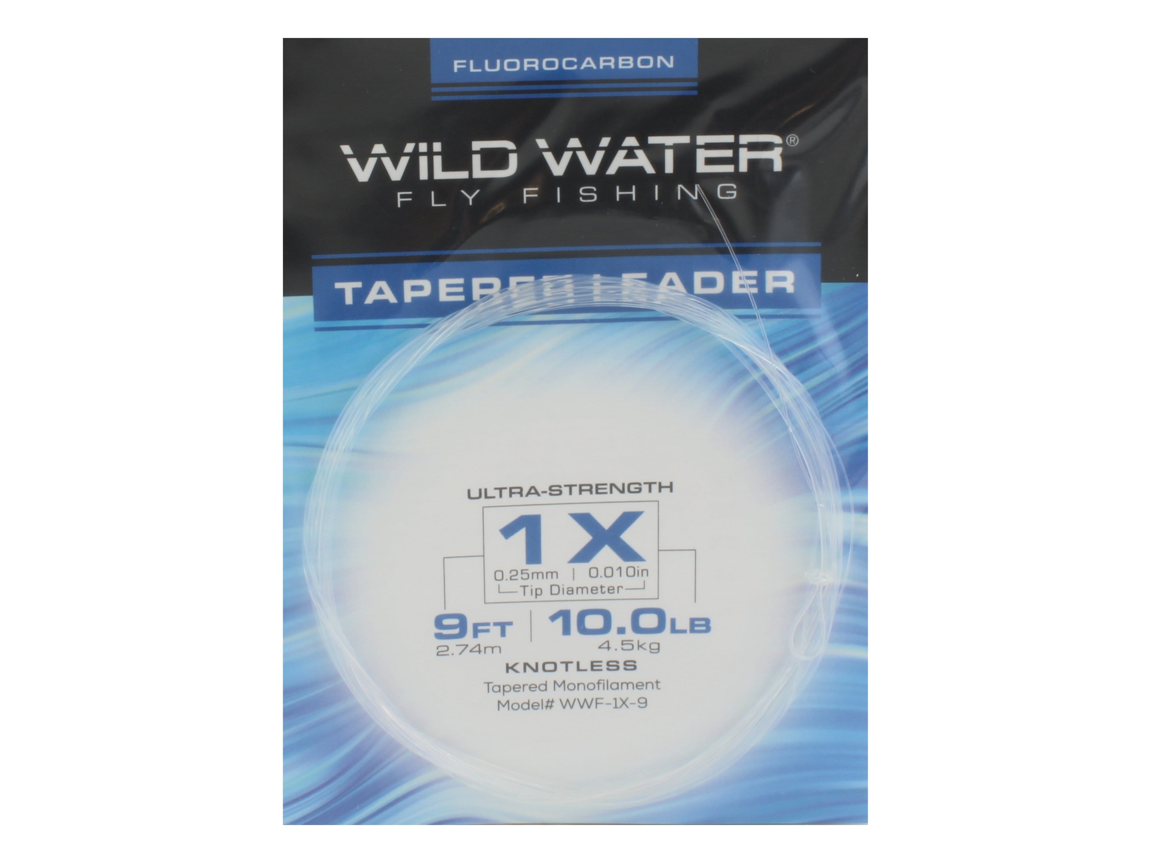 Wild Water Fly Fishing Fluorocarbon Leader 1X, 9', 3 Pack