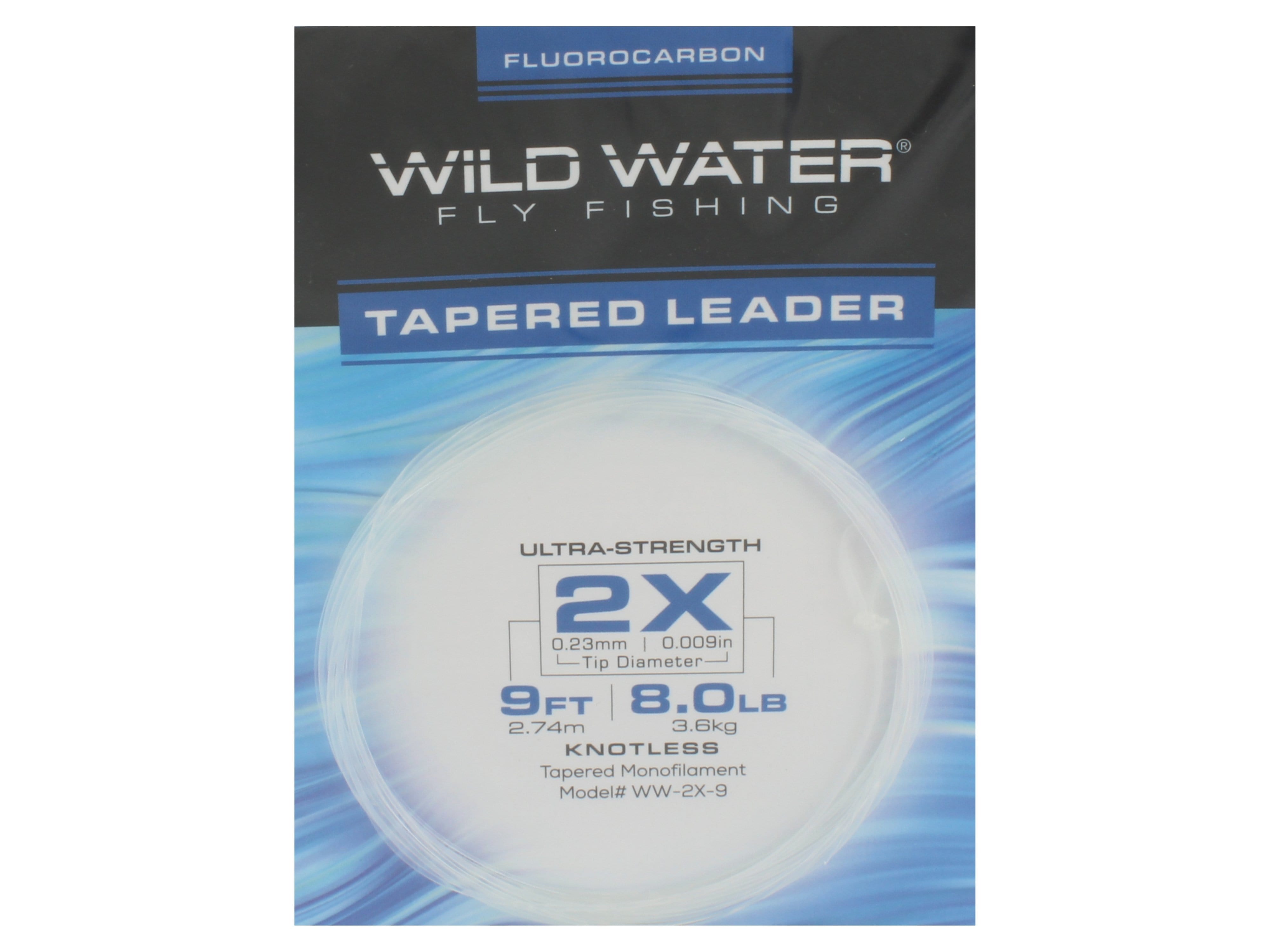 Wild Water Fly Fishing Fluorocarbon Leader 2X, 9', 3 Pack