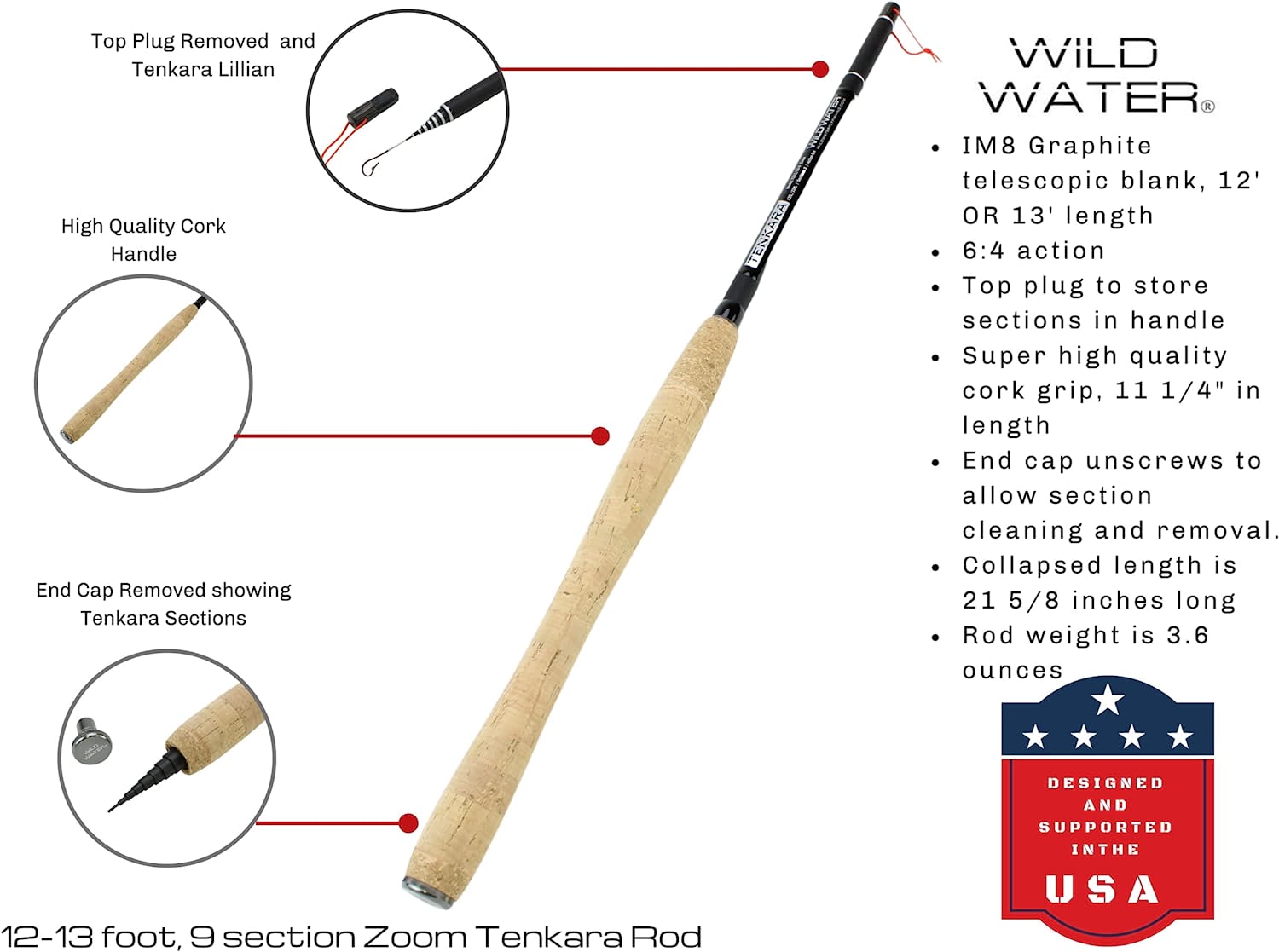 Wild Water Tenkara Zoom Fly Fishing Kit 12-13 ft Rod