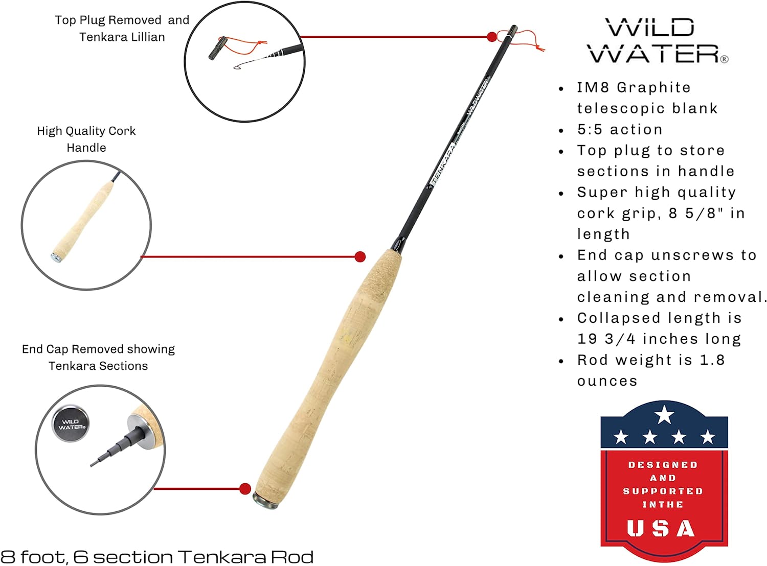 Wild Water Tenkara Fly Fishing Kit 8 ft Rod