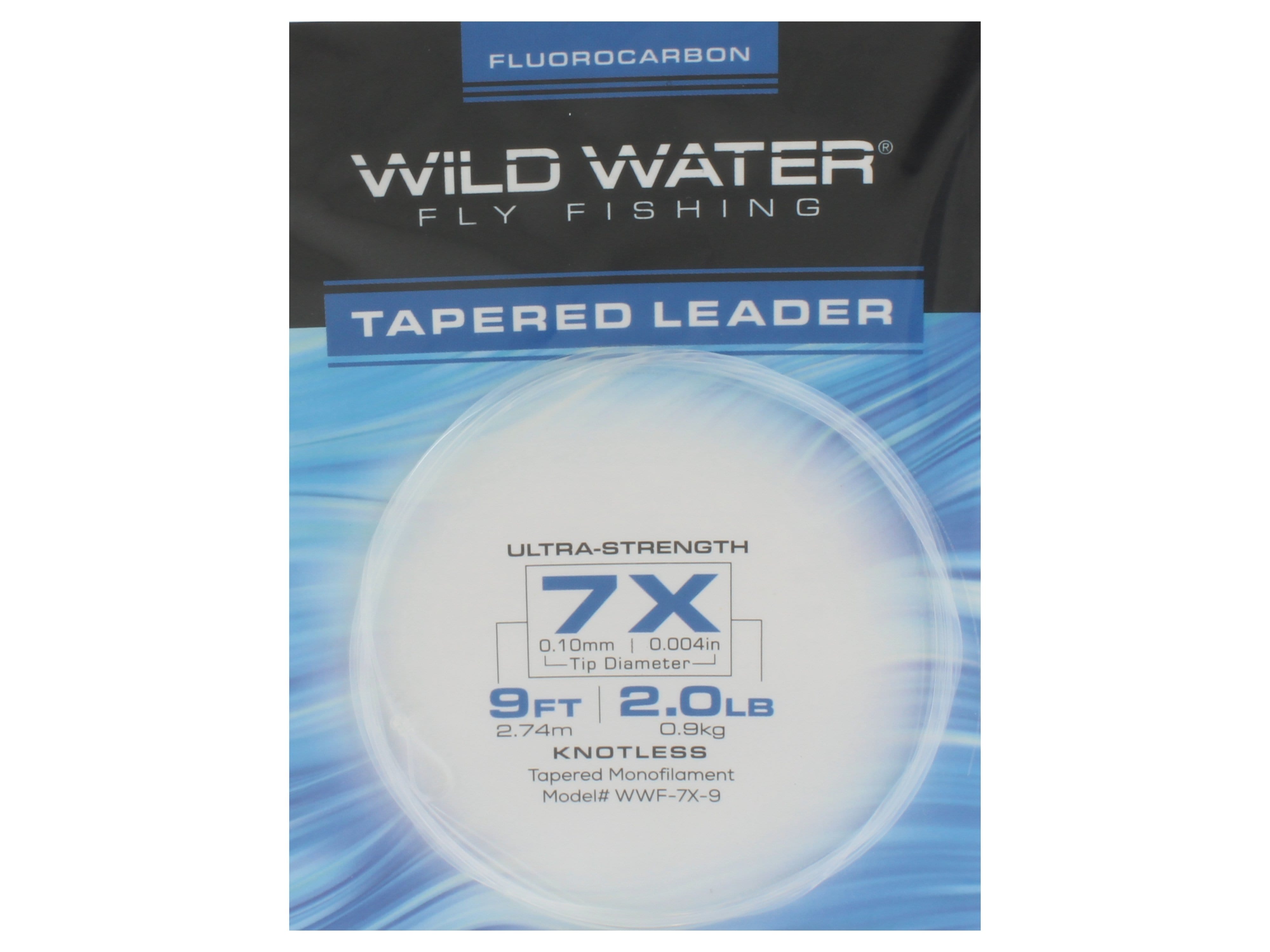 Wild Water Fly Fishing Fluorocarbon Leader 7X, 9', 3 Pack