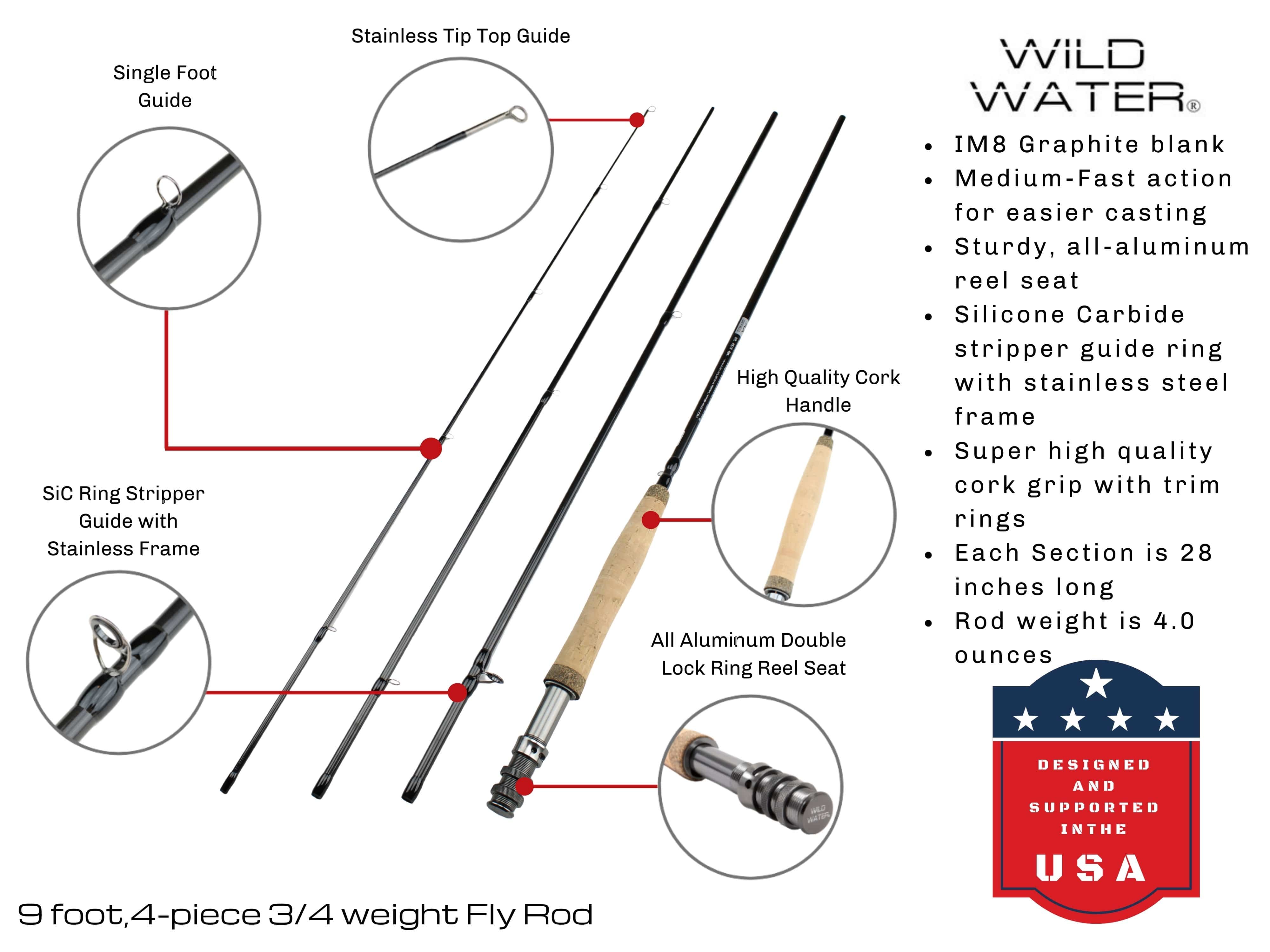 Wild Water Standard Fly Fishing Combo, 9 ft 3/4 wt Rod