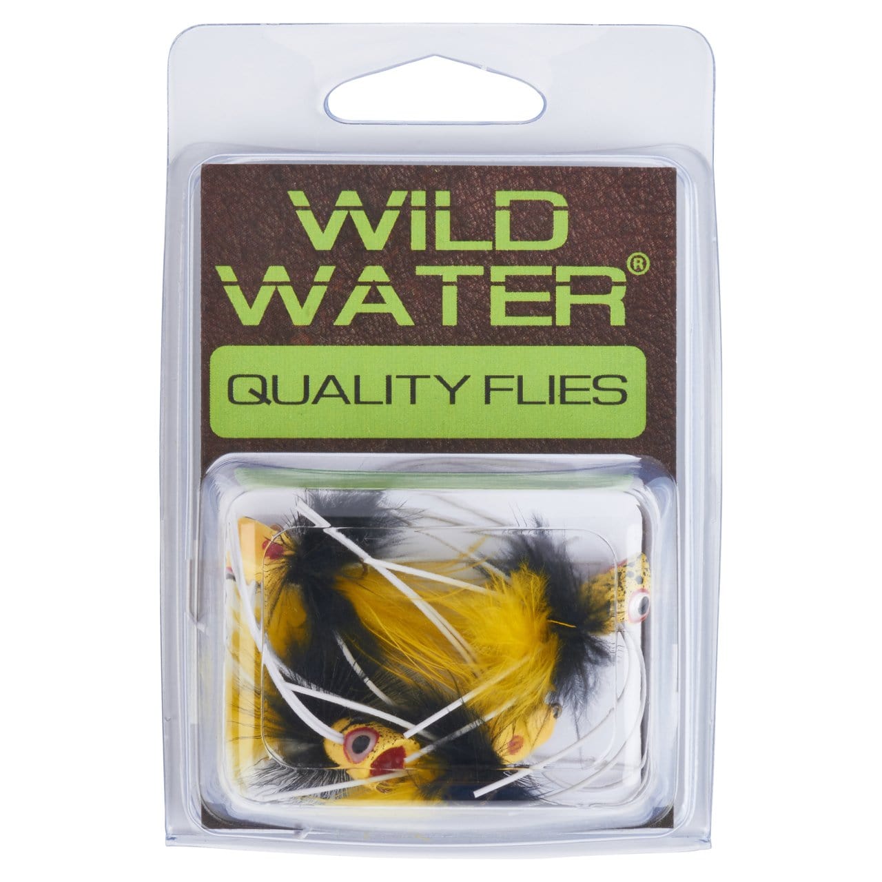 Wild Water Fly Fishing Black and Yellow Concave Face Mini Panfish Popper, Size 8, Qty. 4