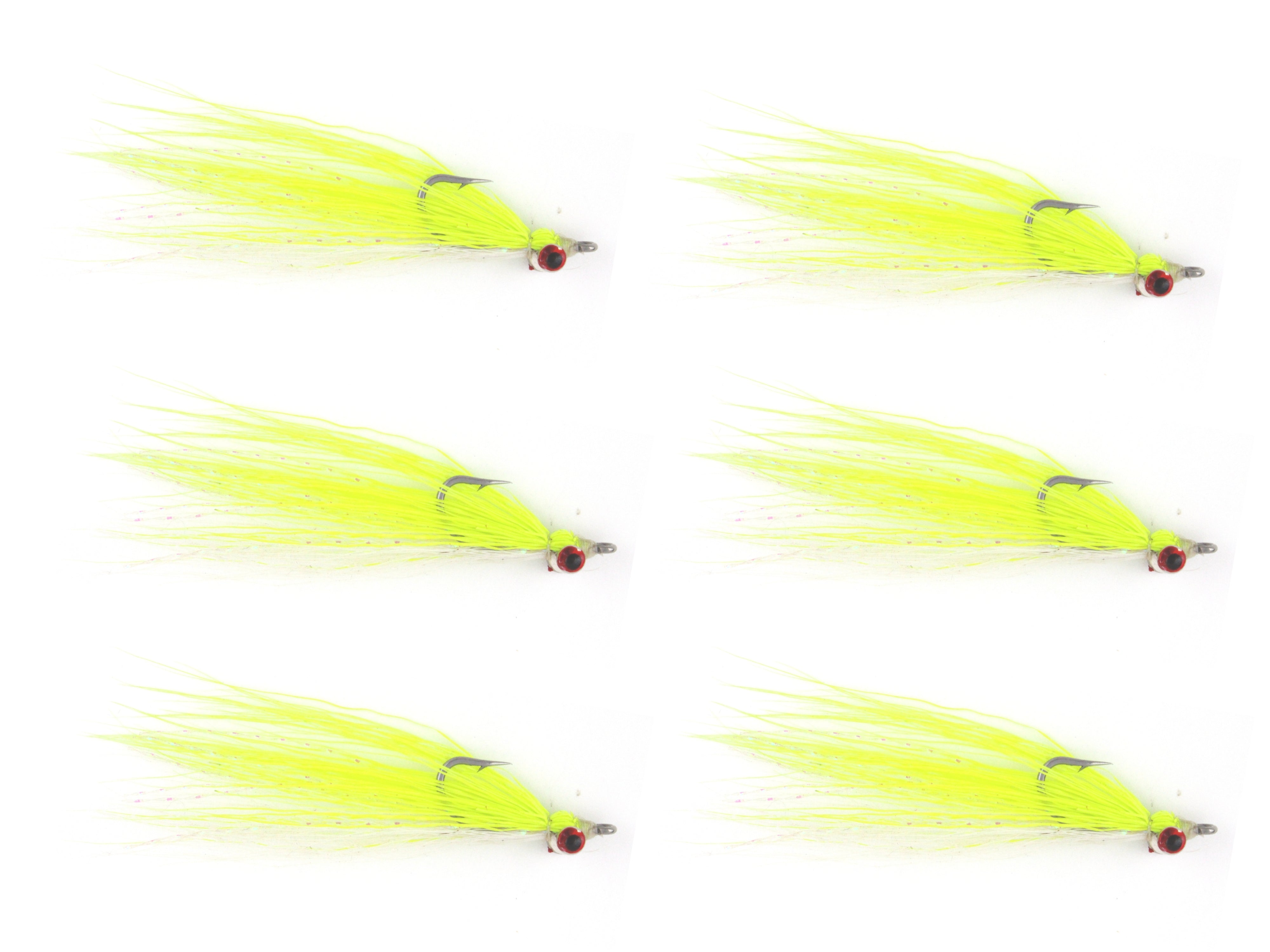 Wild Water Fly Fishing Chartreuse Clouser Minnow, Size 8, Qty. 6