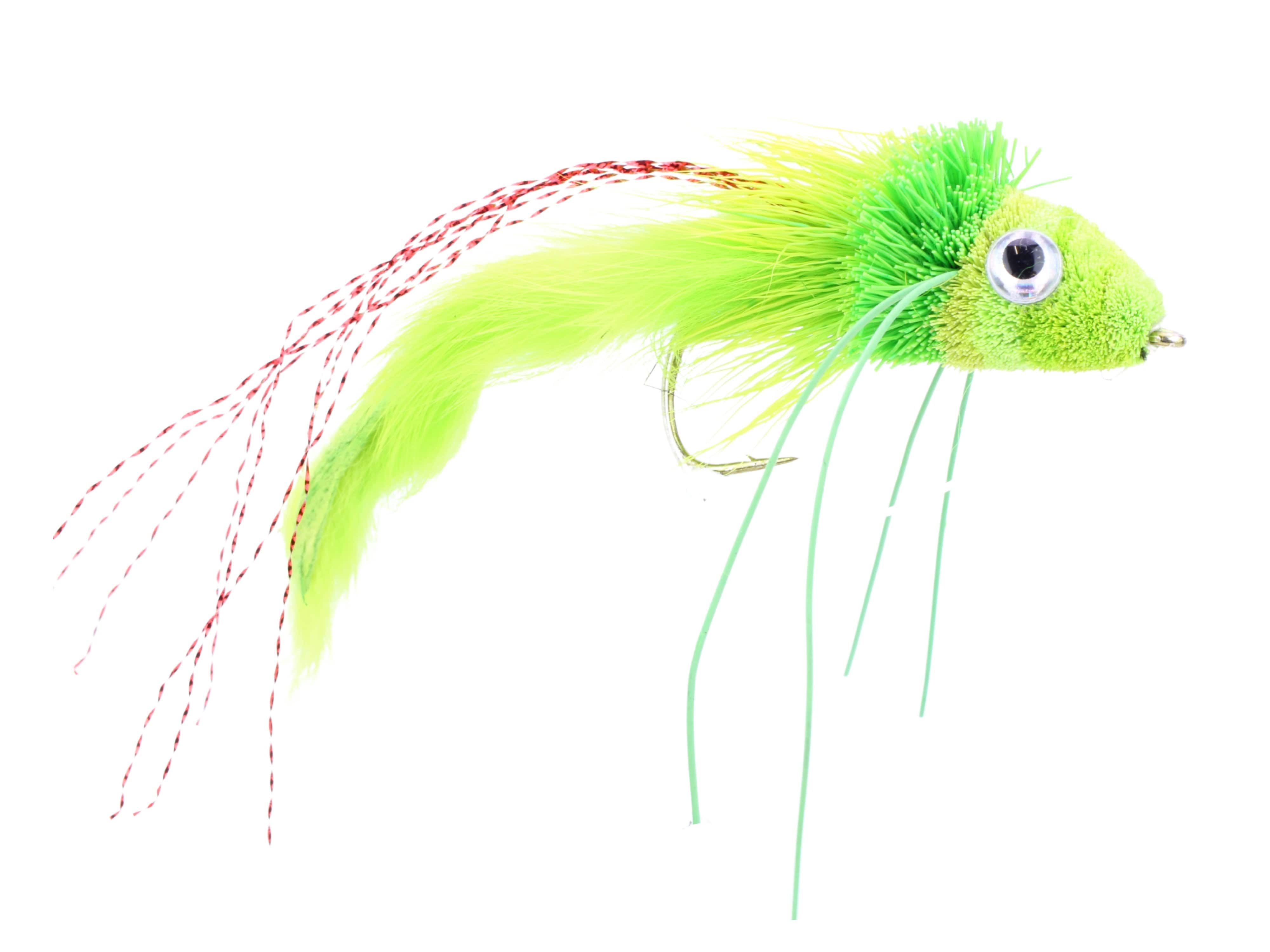 Wild Water Fly Fishing Chartreuse Rabbit Tail Diver, Size 1/0, Qty. 2