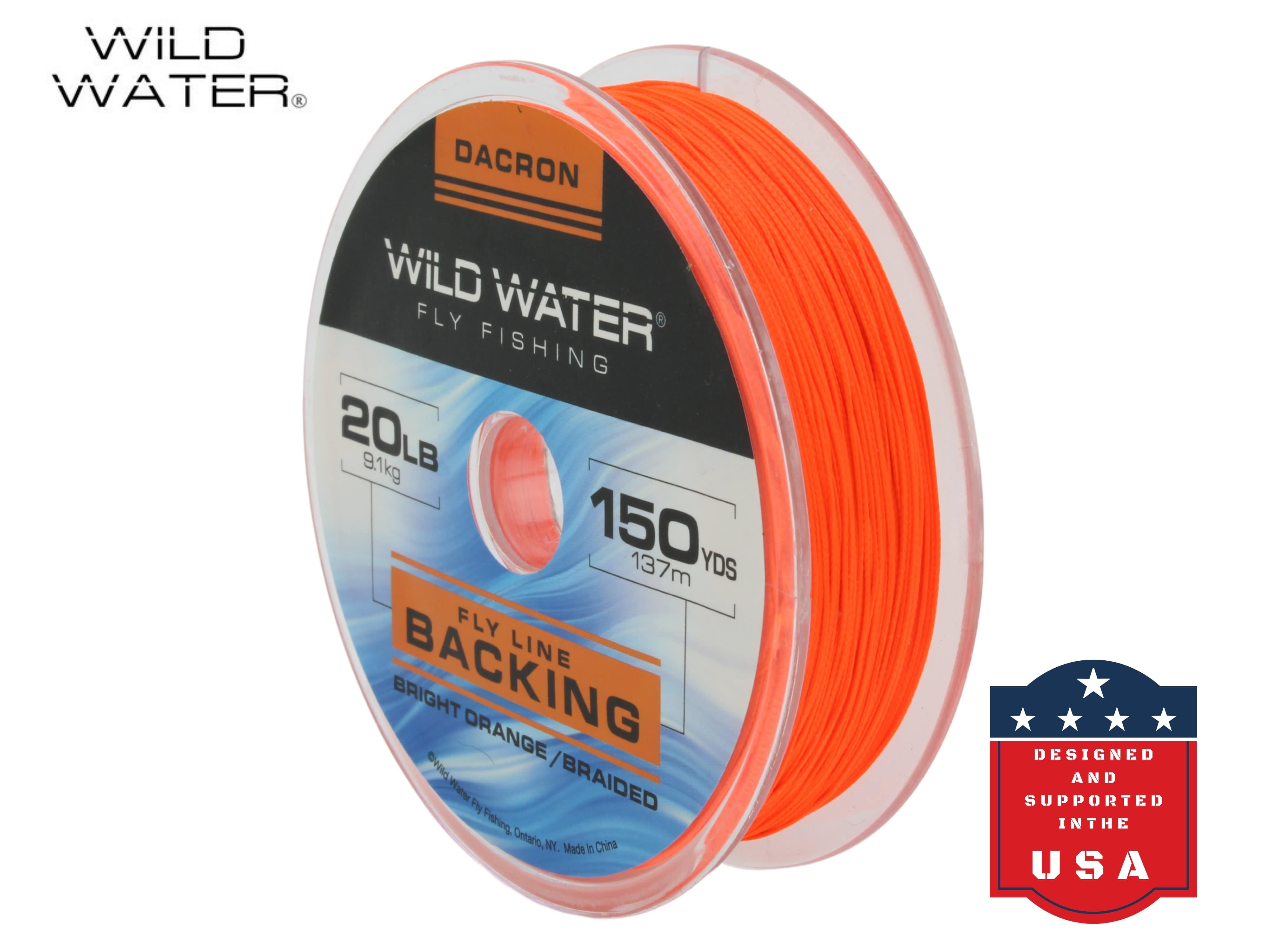 Wild Water Fly Fishing Braided Dacron Backing Spool, 20# 150 yards, Bright Orange