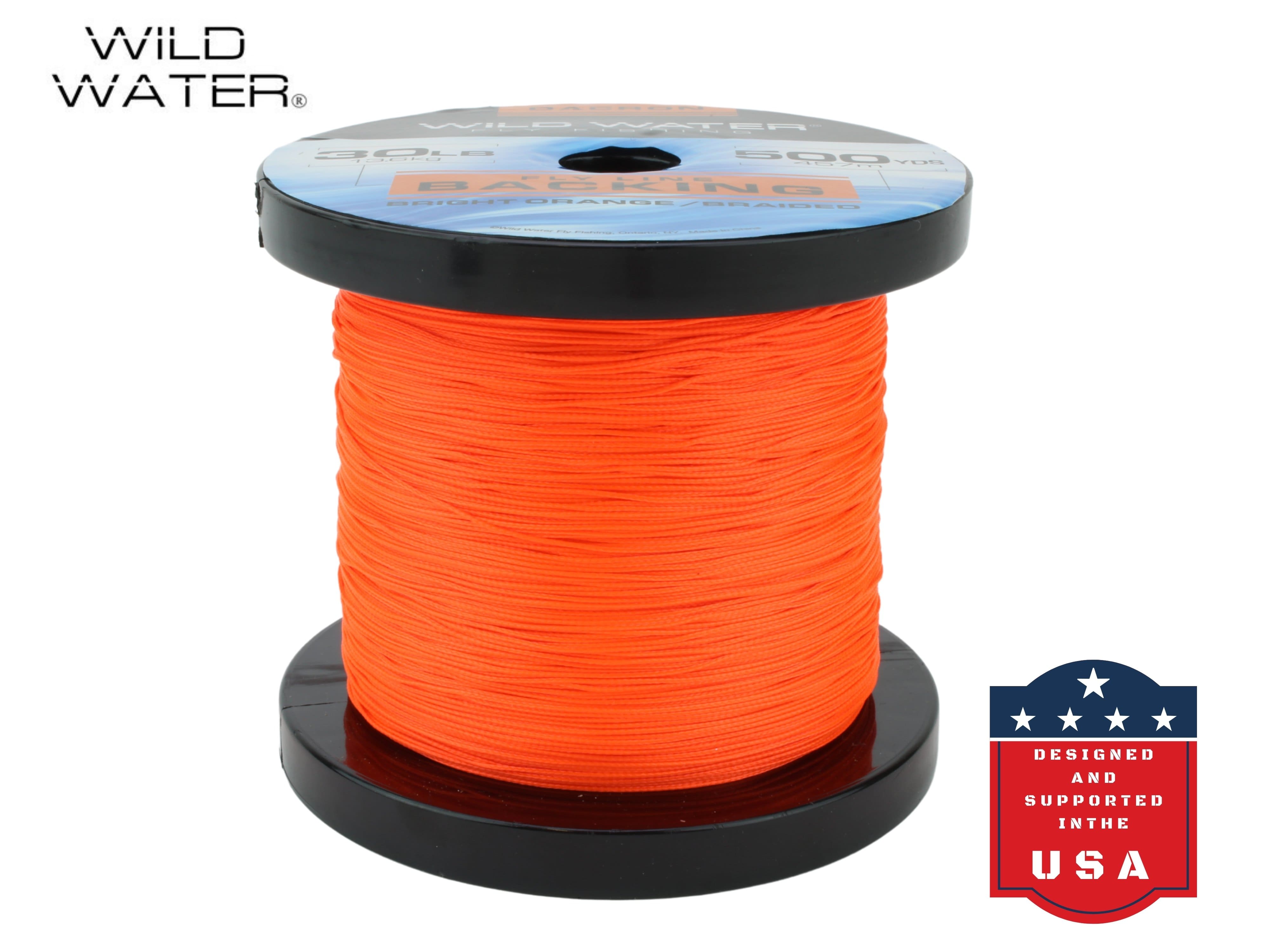 Wild Water Fly Fishing Braided Dacron Backing Spool, 30# 500 yards, Bright Orange