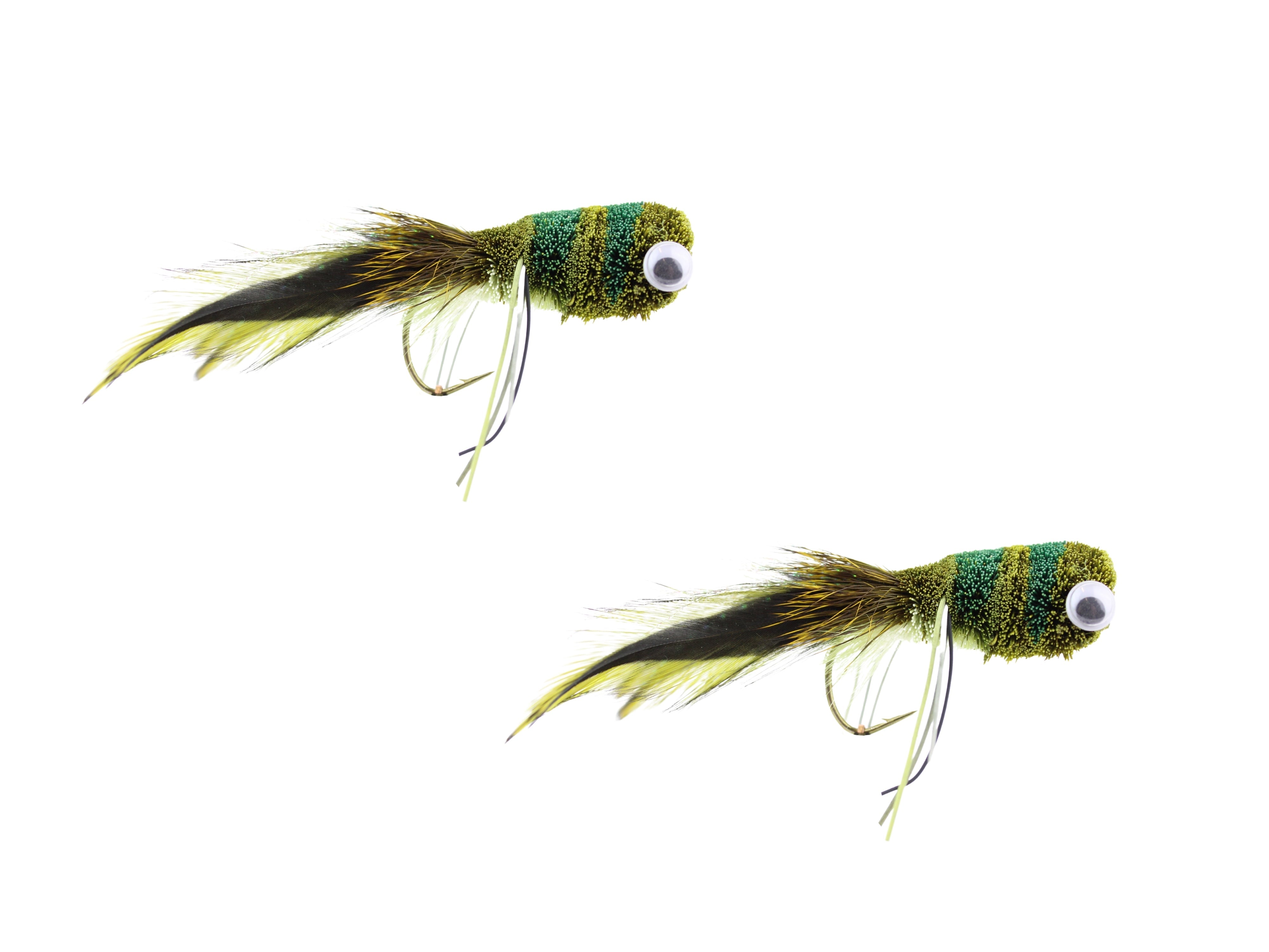 Wild Water Fly Fishing Deer Hair Frog Bass Bug Popper, Size 2, Qty. 2