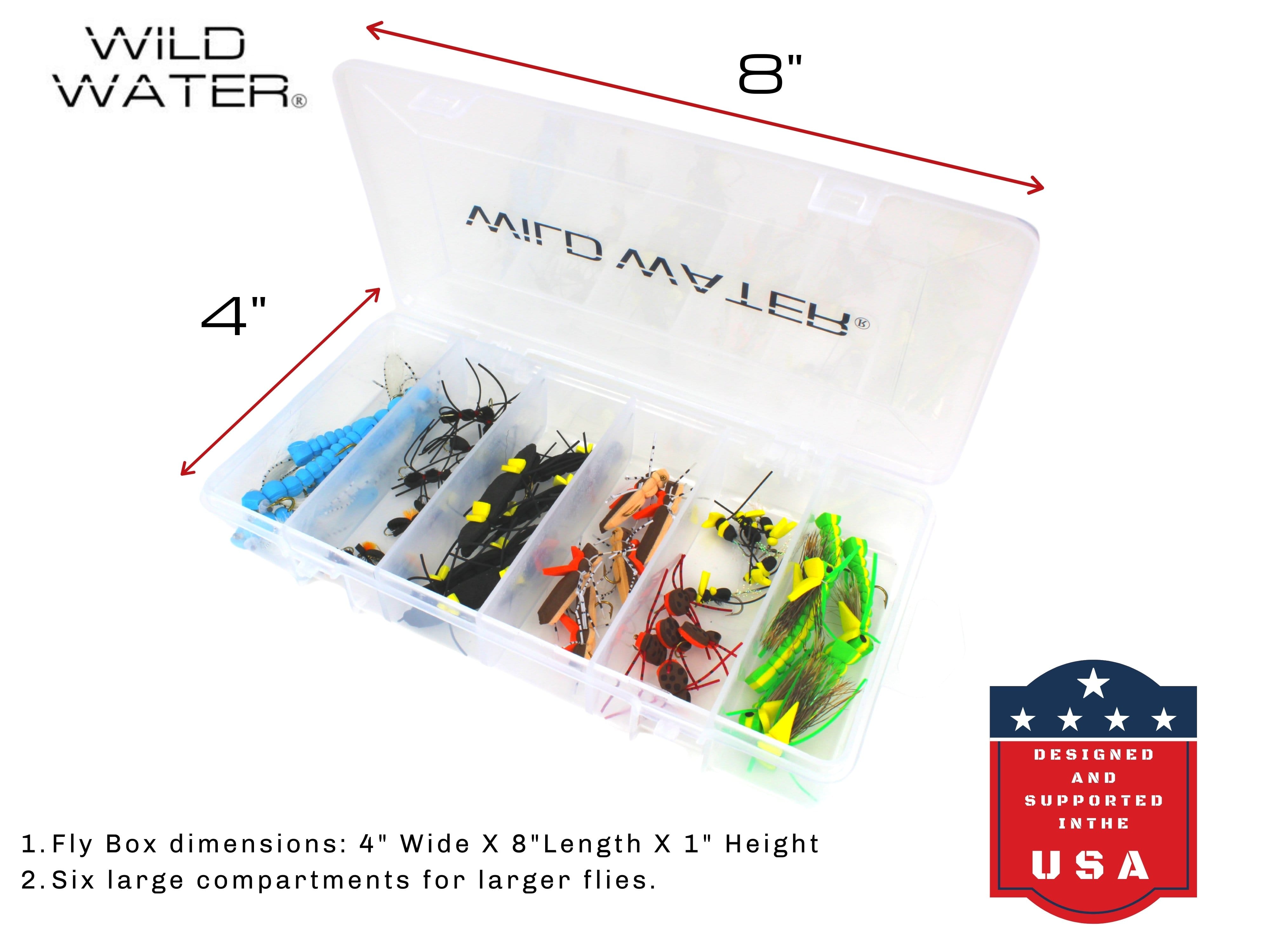 Wild Water Foam Fly Assortment, 40 Flies with Large 6 Section Fly Box