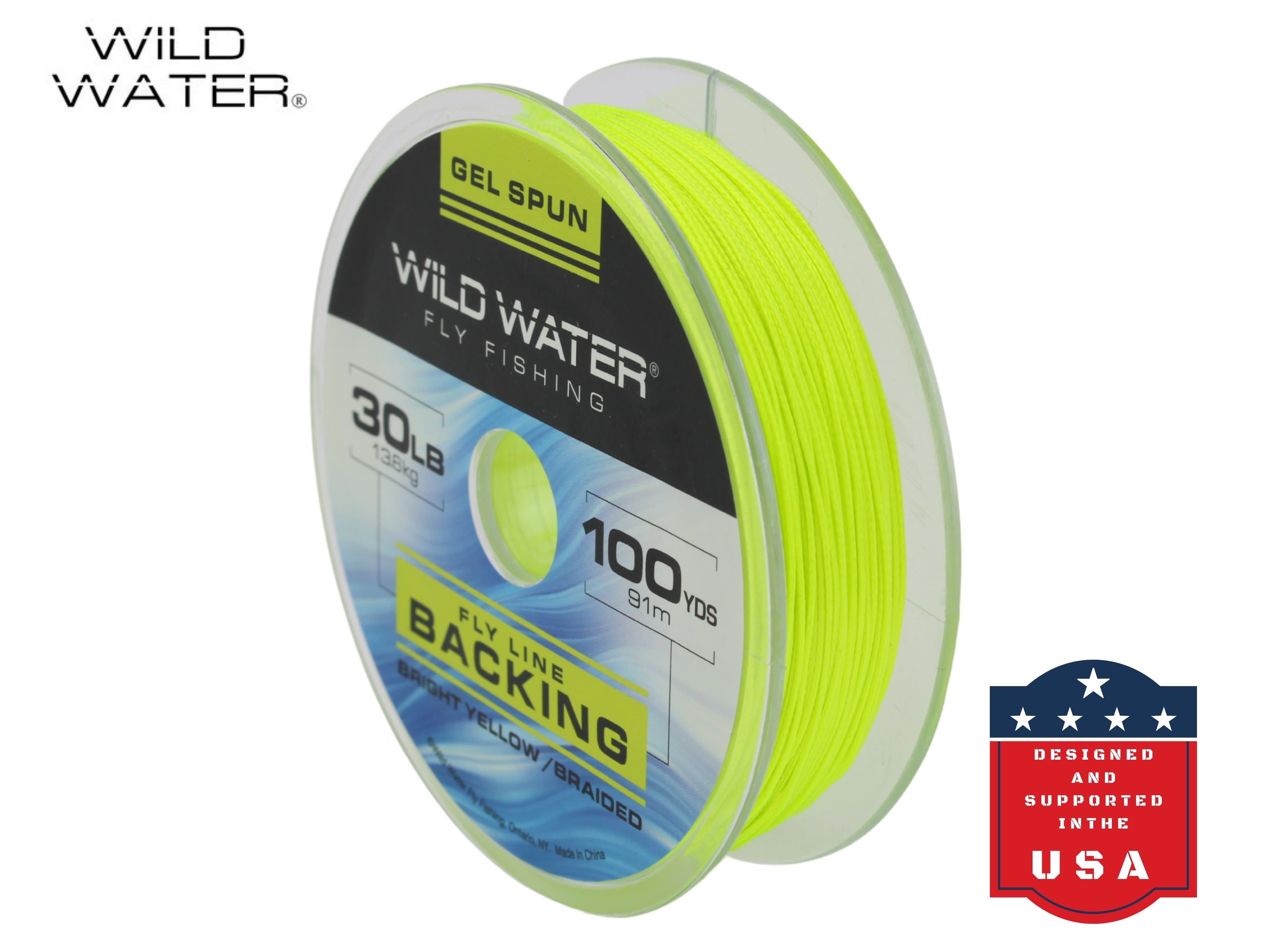 Wild Water Fly Fishing Braided Gel Spun Backing Spool, 30# 100 yards, Bright Yellow