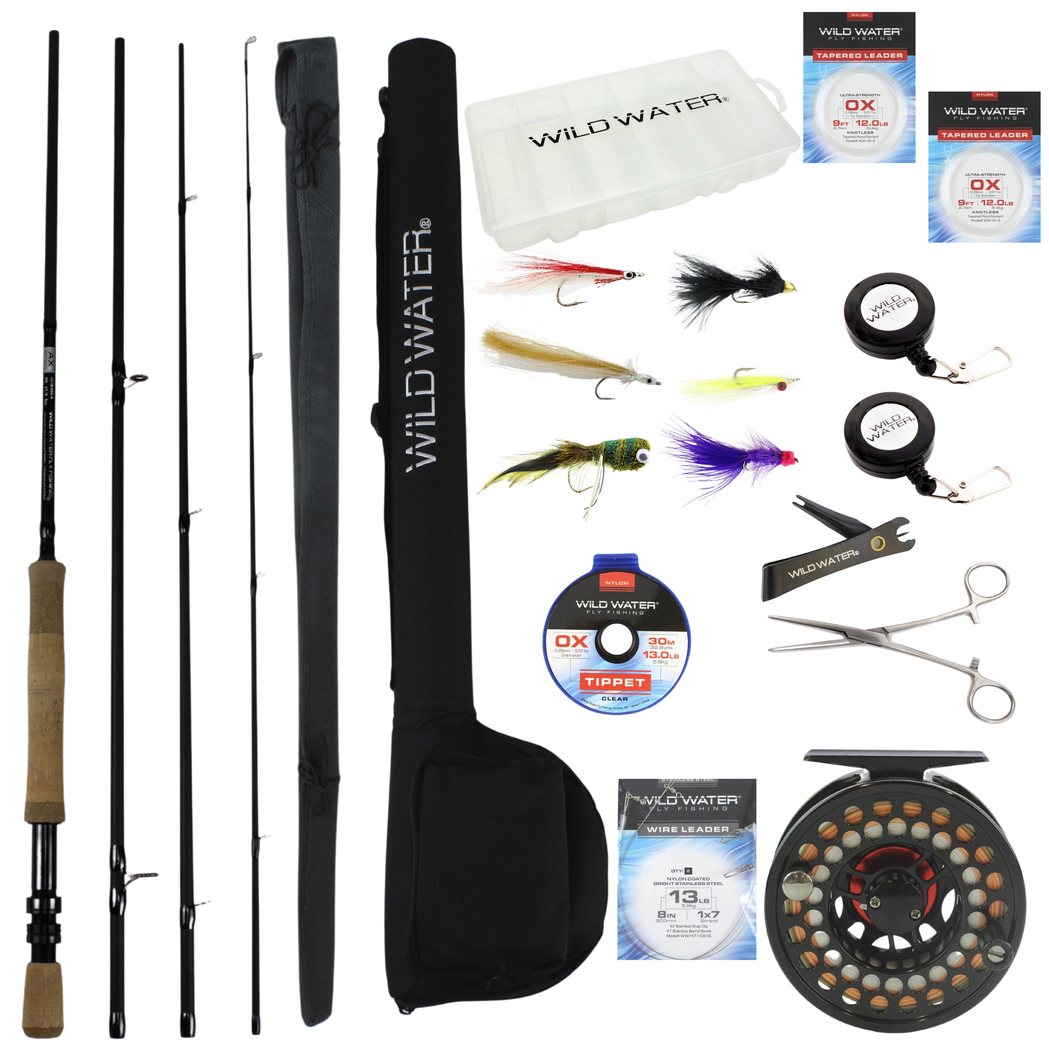 Wild Water Fly Fishing Kit, 9' 7/8 Weight Rod and CNC Reel Package