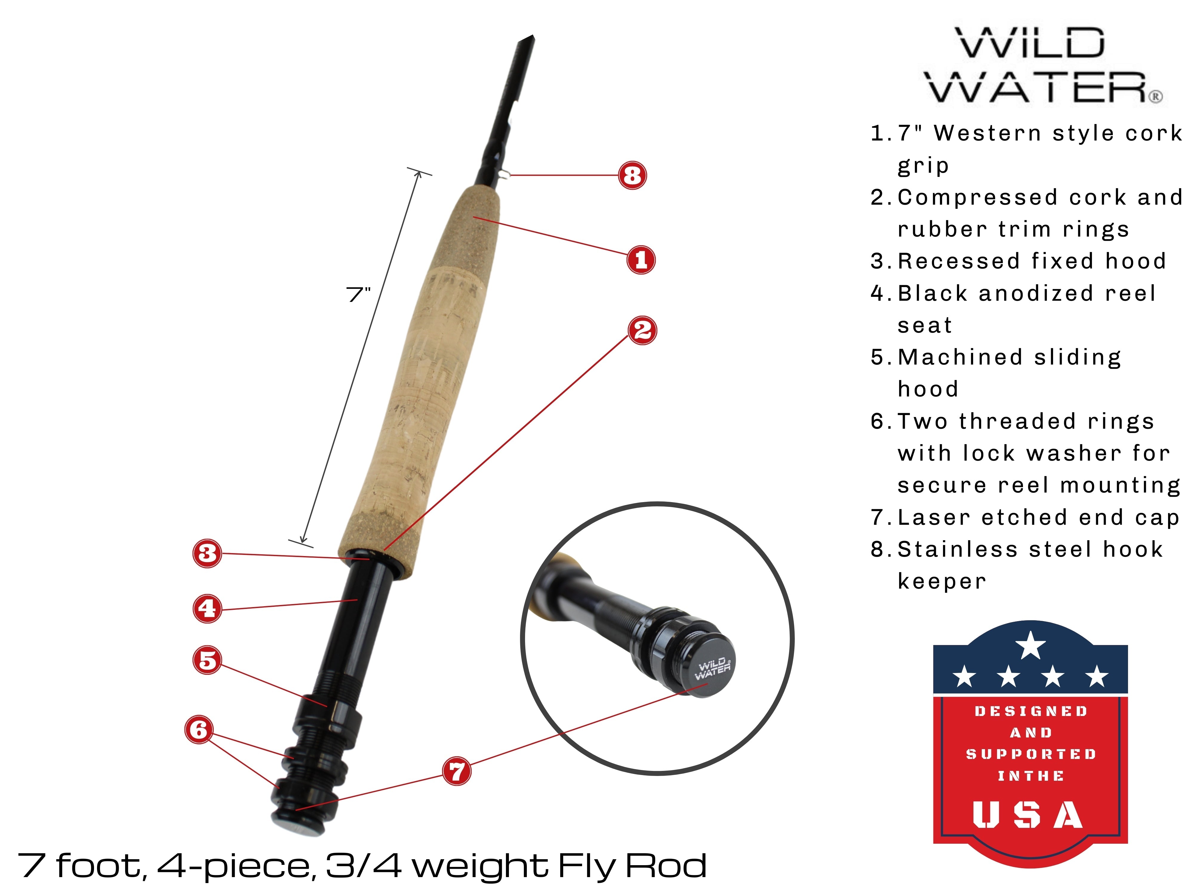 Wild Water Standard Fly Fishing Combo, 7 ft 3/4  wt Rod