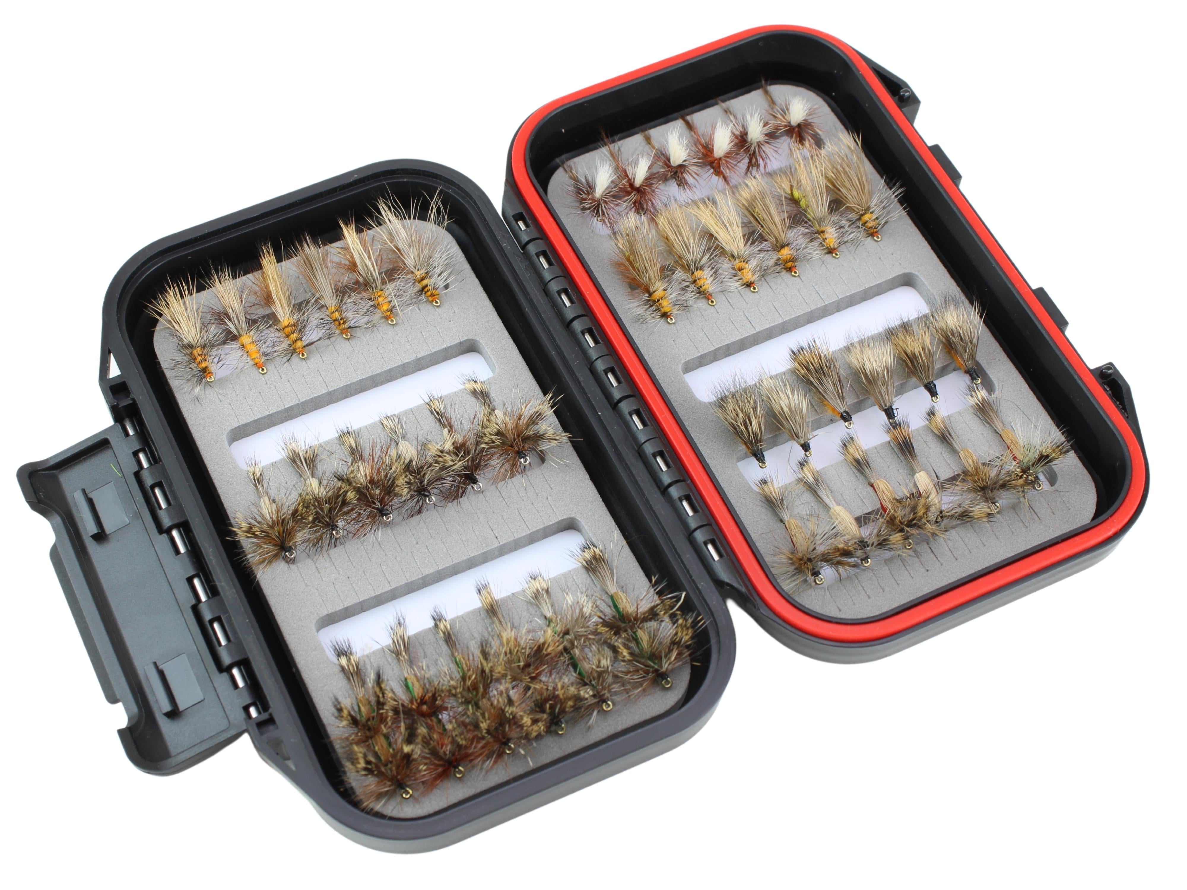 Wild Water Attractor/Trout Stimulator Fly Assortment, 42 Flies with Small Fly Box