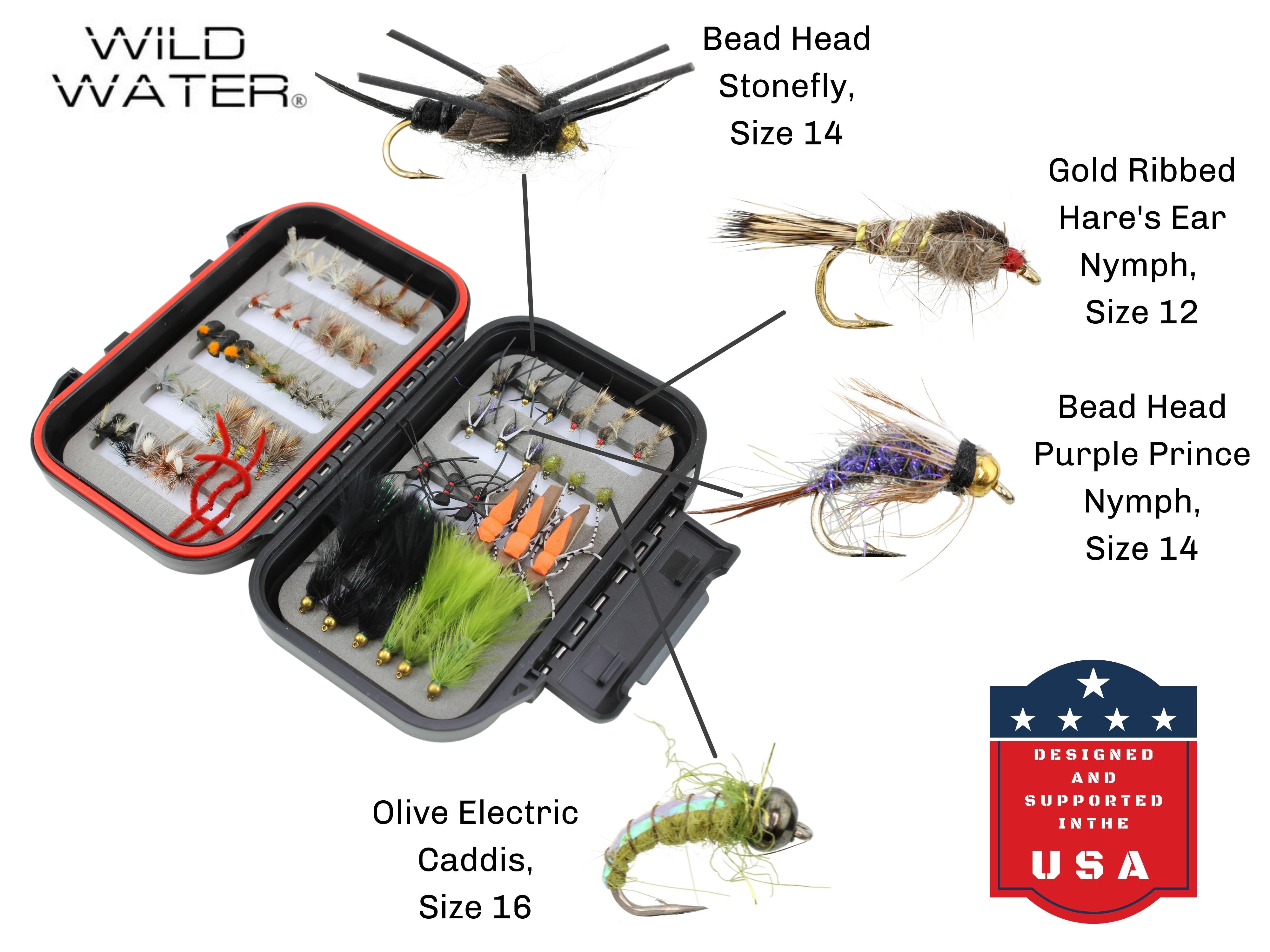 Wild Water Most Popular Flies Mini-Mega Assortment, 60 Flies with Small Fly Box