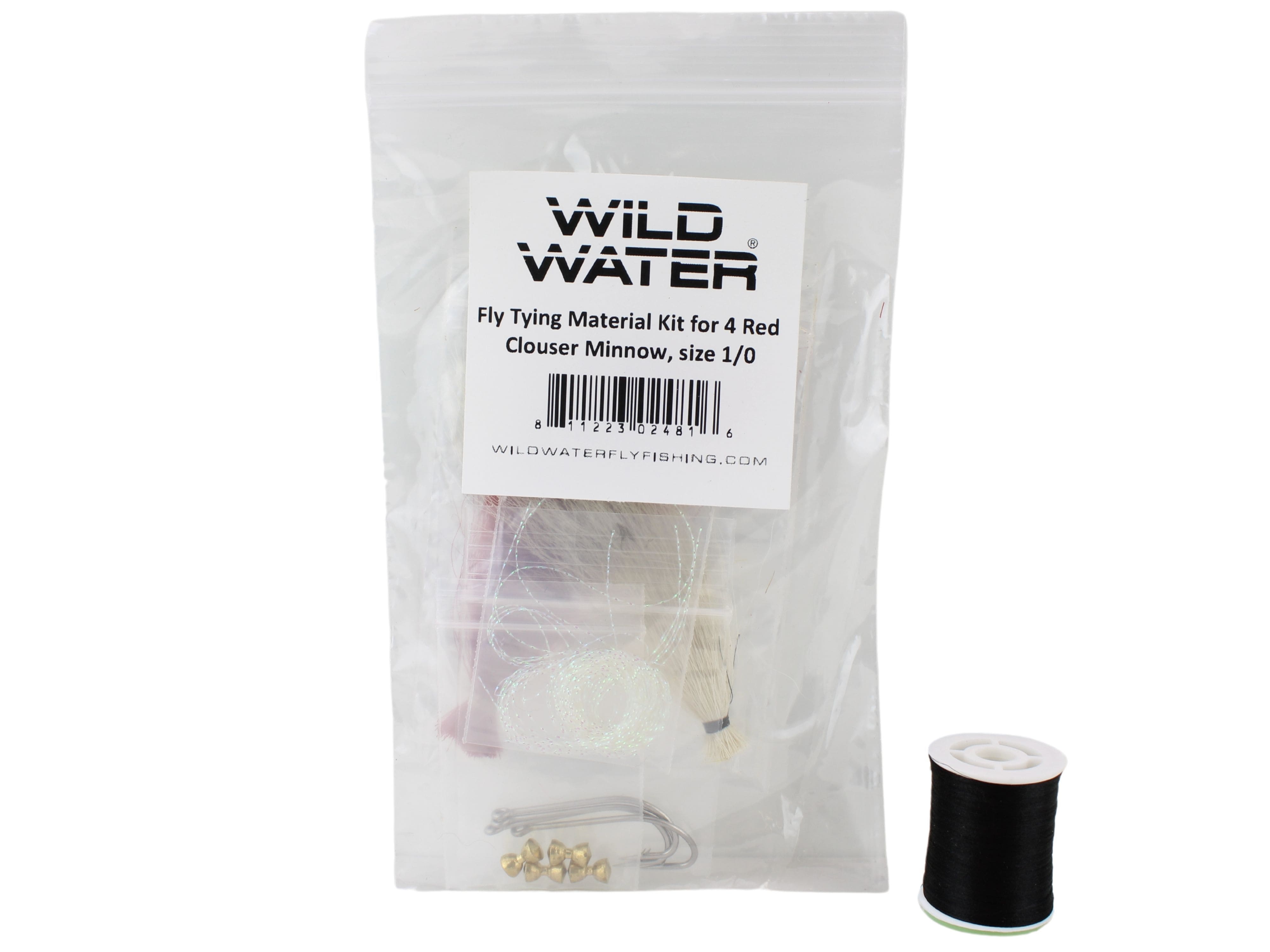 Wild Water Fly Fishing Fly Tying Material Kit, Red Clouser Minnow