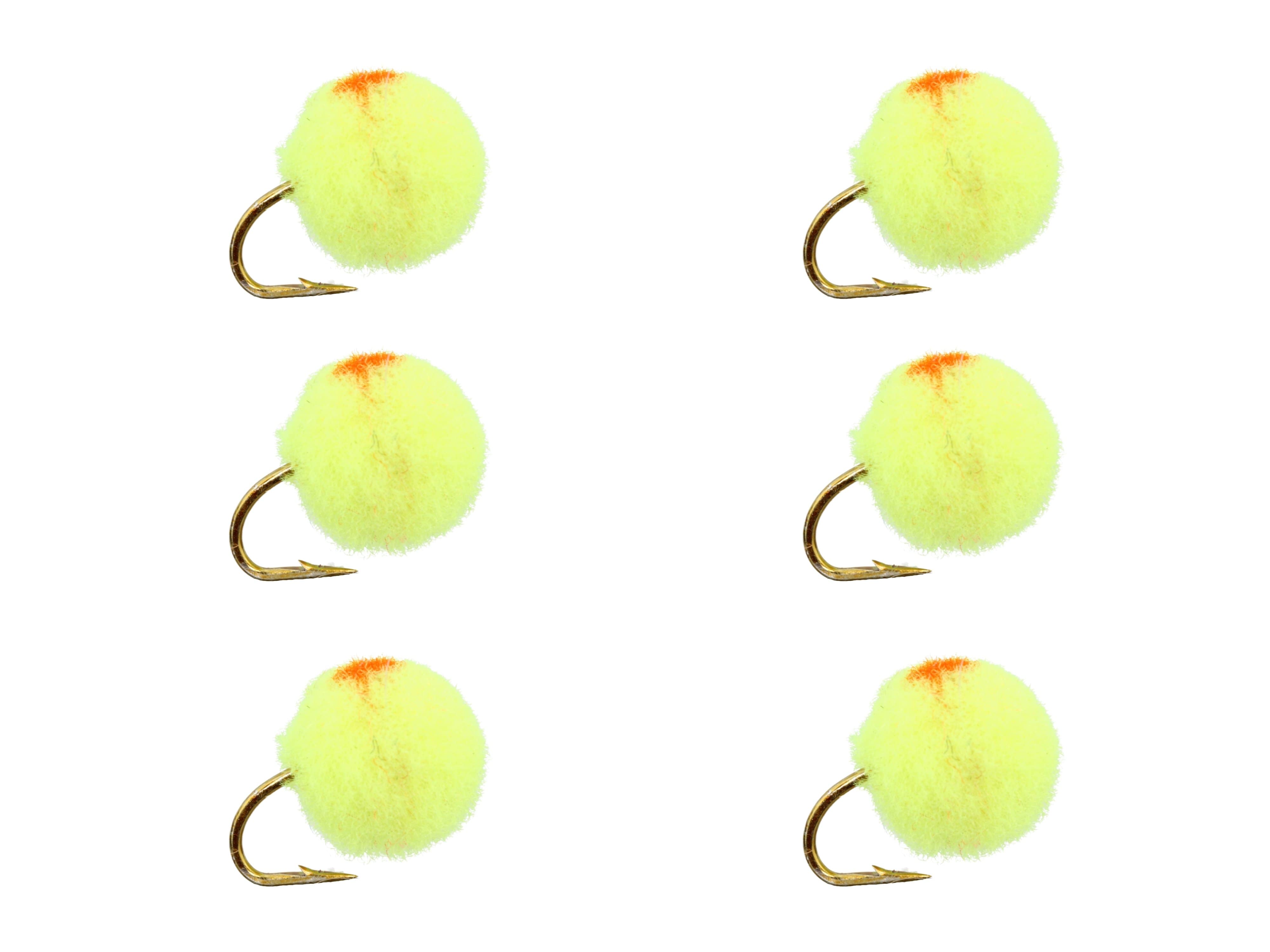 Wild Water Fly Fishing Yellow Egg with Orange Spot, Size 12, Qty. 6