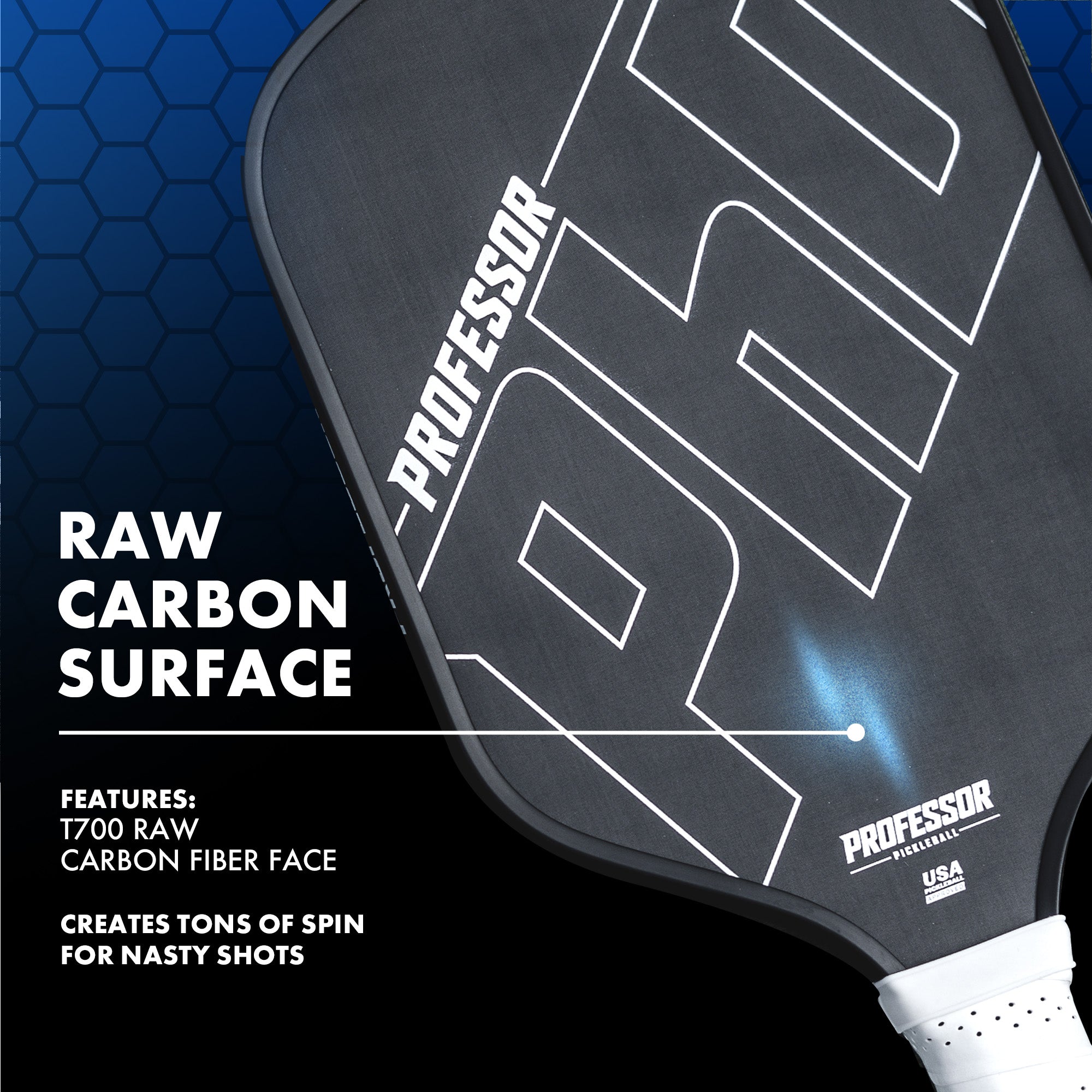 White PhD 16MM Raw Carbon Super Spin Paddle