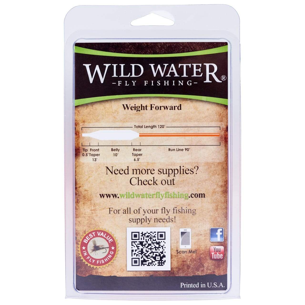 Wild Water Fly Fishing 6/7F Switch Line, 350 grains