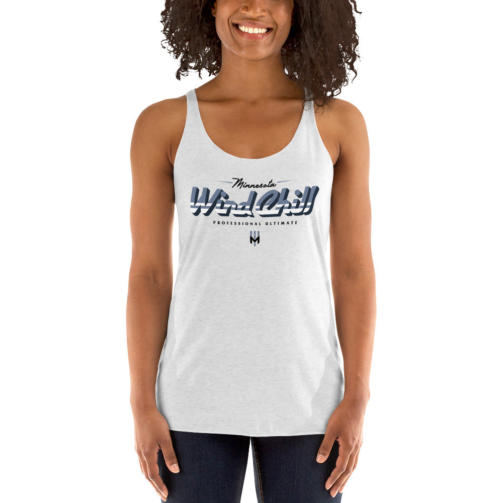 Wind Chill Women's Racerback Tank - White 3D Text