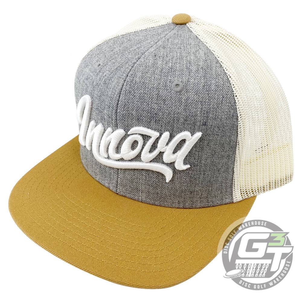 Innova Apparel Gray / Tan / White Innova Flow Mesh Adjustable Flatbill Disc Golf Hat